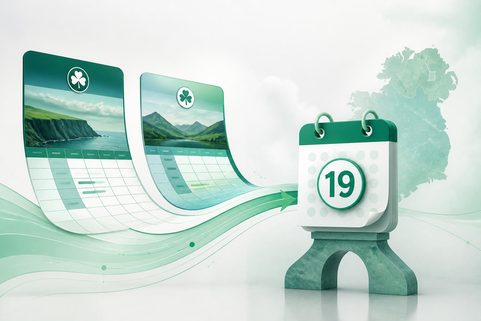 Cover illustration for "Nineteen Days to 19 September: Ireland Bi-Monthly VAT July–August" — VAT article on FinnAccountings