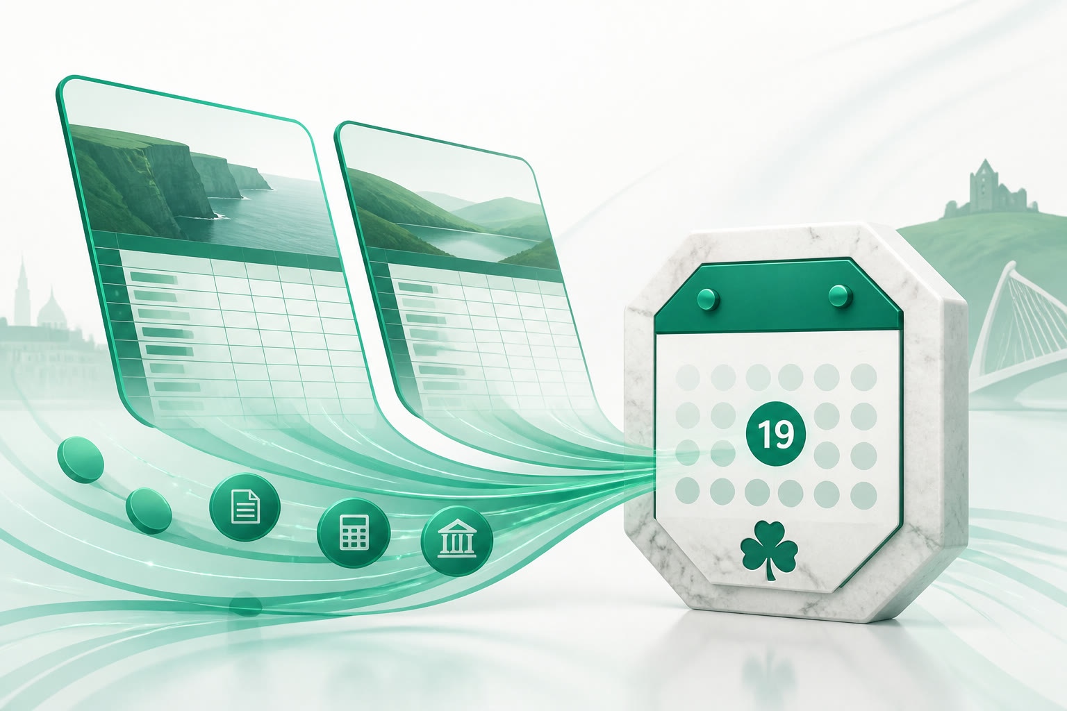 Cover illustration for "Twenty Days to 19 September: Ireland Bi-Monthly VAT July–August" — VAT article on FinnAccountings