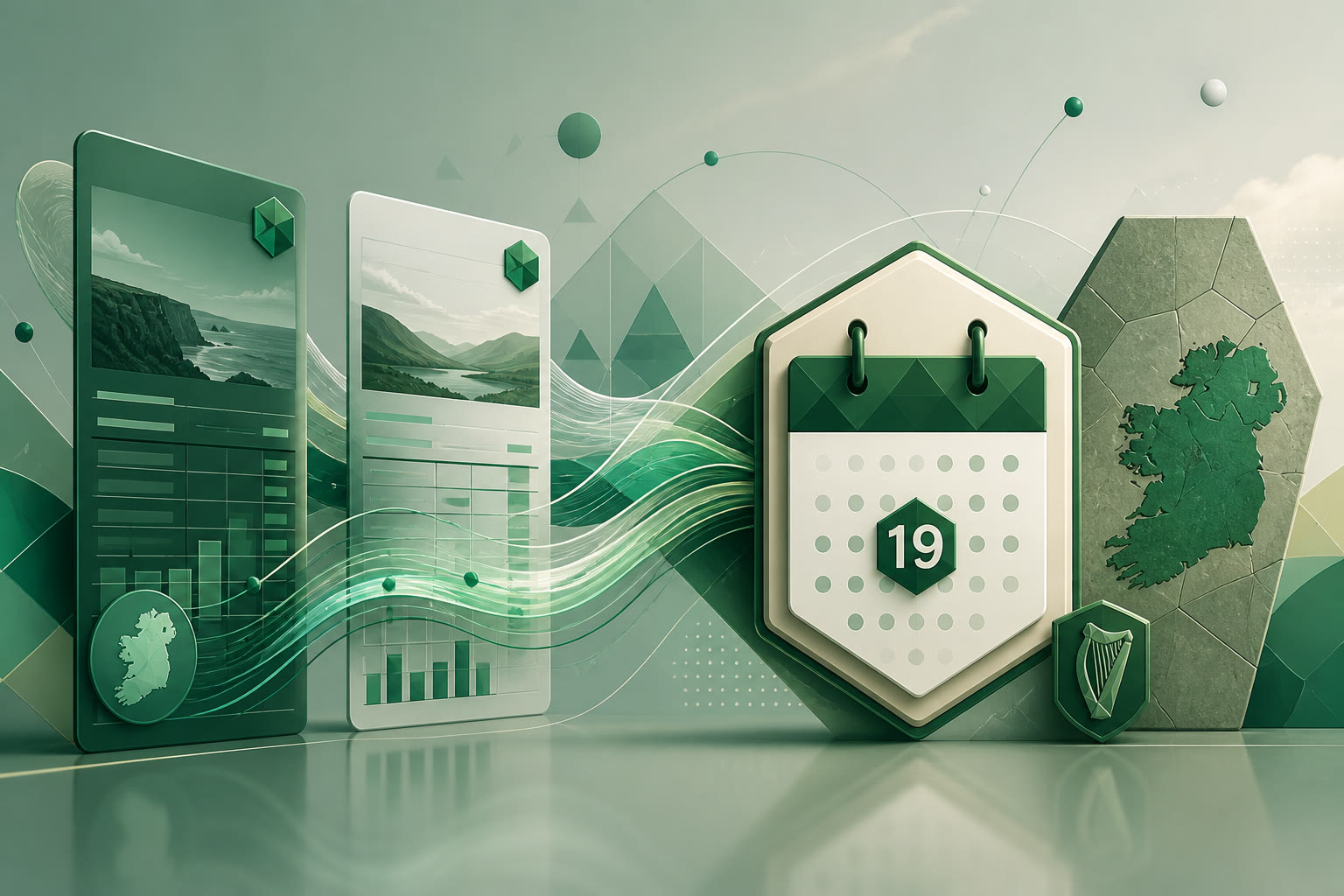 Cover illustration for "Twenty-Five Days to 19 September: Ireland Bi-Monthly VAT July–August" — VAT article on FinnAccountings
