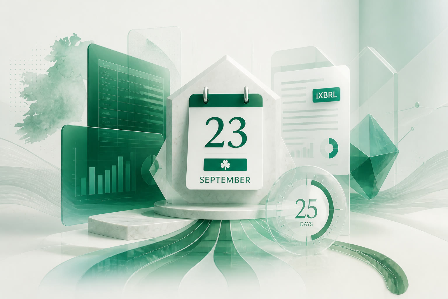 Cover illustration for "Twenty-Five Days to 23 September: Ireland CT1 for December Year-Ends" — Tax article on FinnAccountings