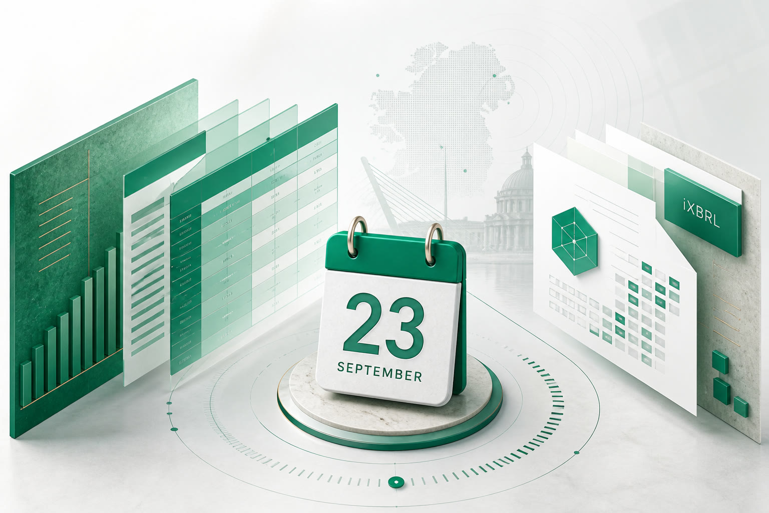 Cover illustration for "Twenty-Seven Days to 23 September: Ireland CT1 for December Year-Ends" — Tax article on FinnAccountings