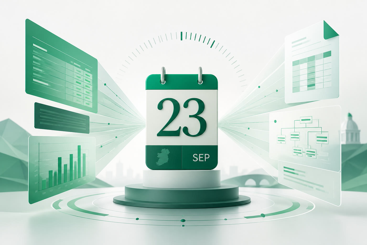 Cover illustration for "Twenty-Three Days to 23 September: Ireland CT1 for December Year-Ends" — Tax article on FinnAccountings