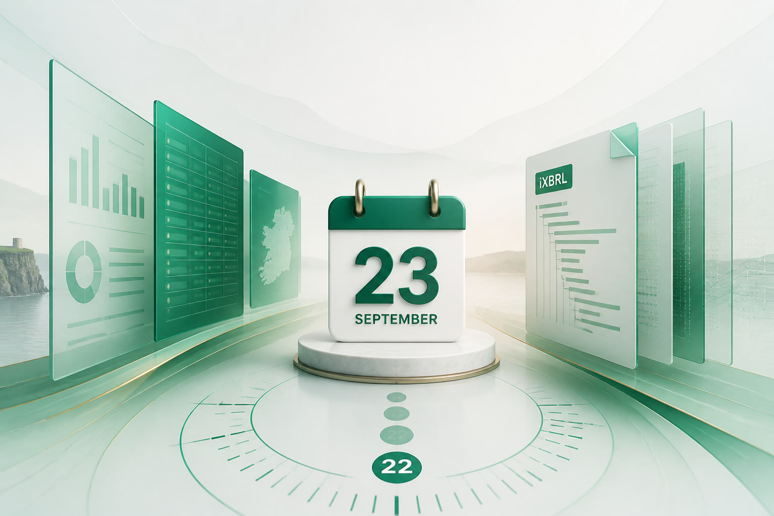 Cover illustration for "Twenty-Two Days to 23 September: Ireland CT1 for December Year-Ends" — Tax article on FinnAccountings