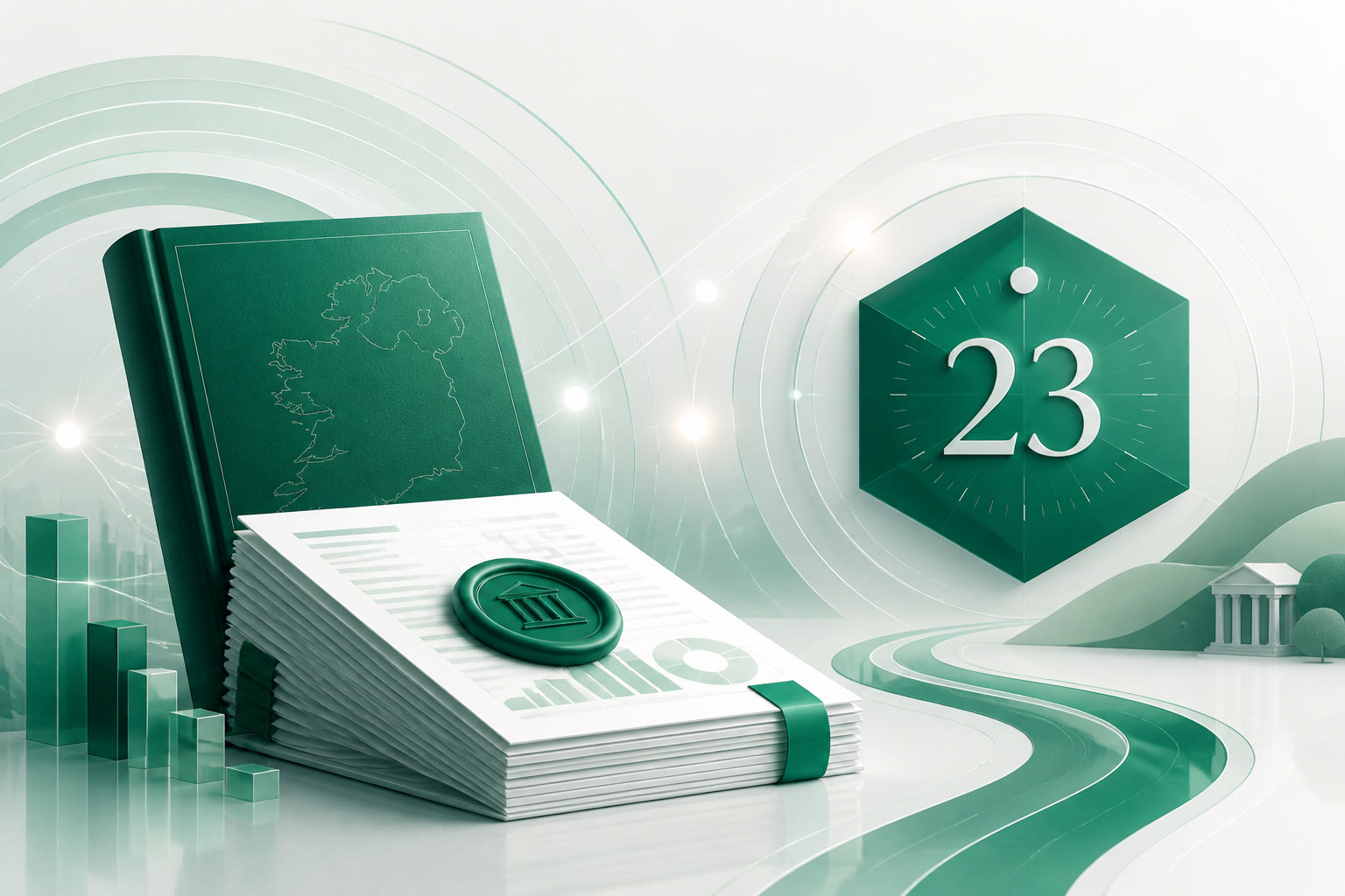 Cover illustration for "Ireland CT1 for November Year-Ends: Four Days to 23 August ROS" — Tax article on FinnAccountings