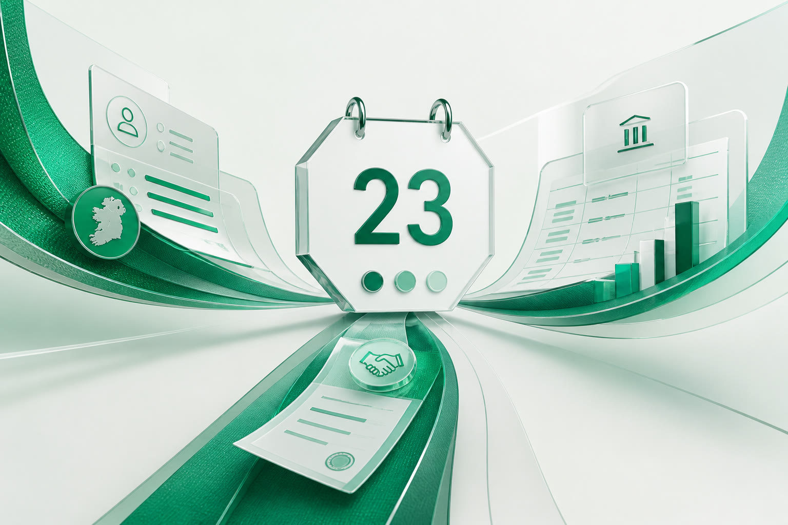 Cover illustration for "Three Days Left: Ireland PAYE, RCT and CT ROS Cash to 23 August" — Compliance article on FinnAccountings