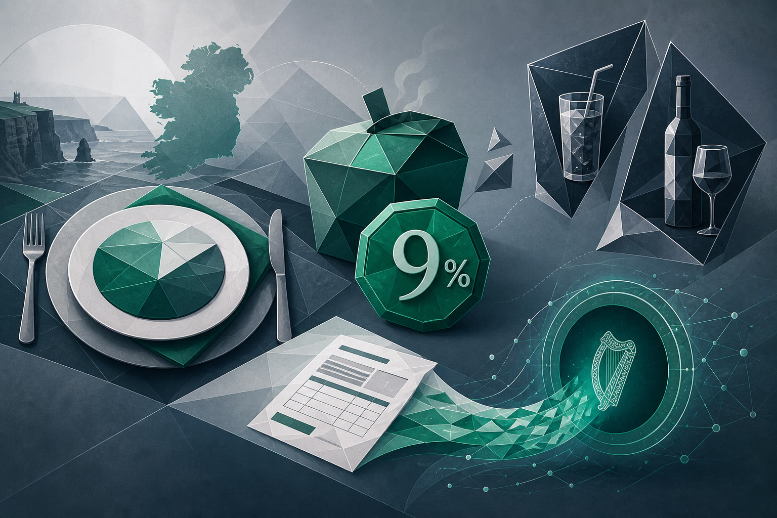 Cover illustration for "Ireland Restaurant VAT at 9%: Reconcile July Before VAT 3" — VAT article on FinnAccountings