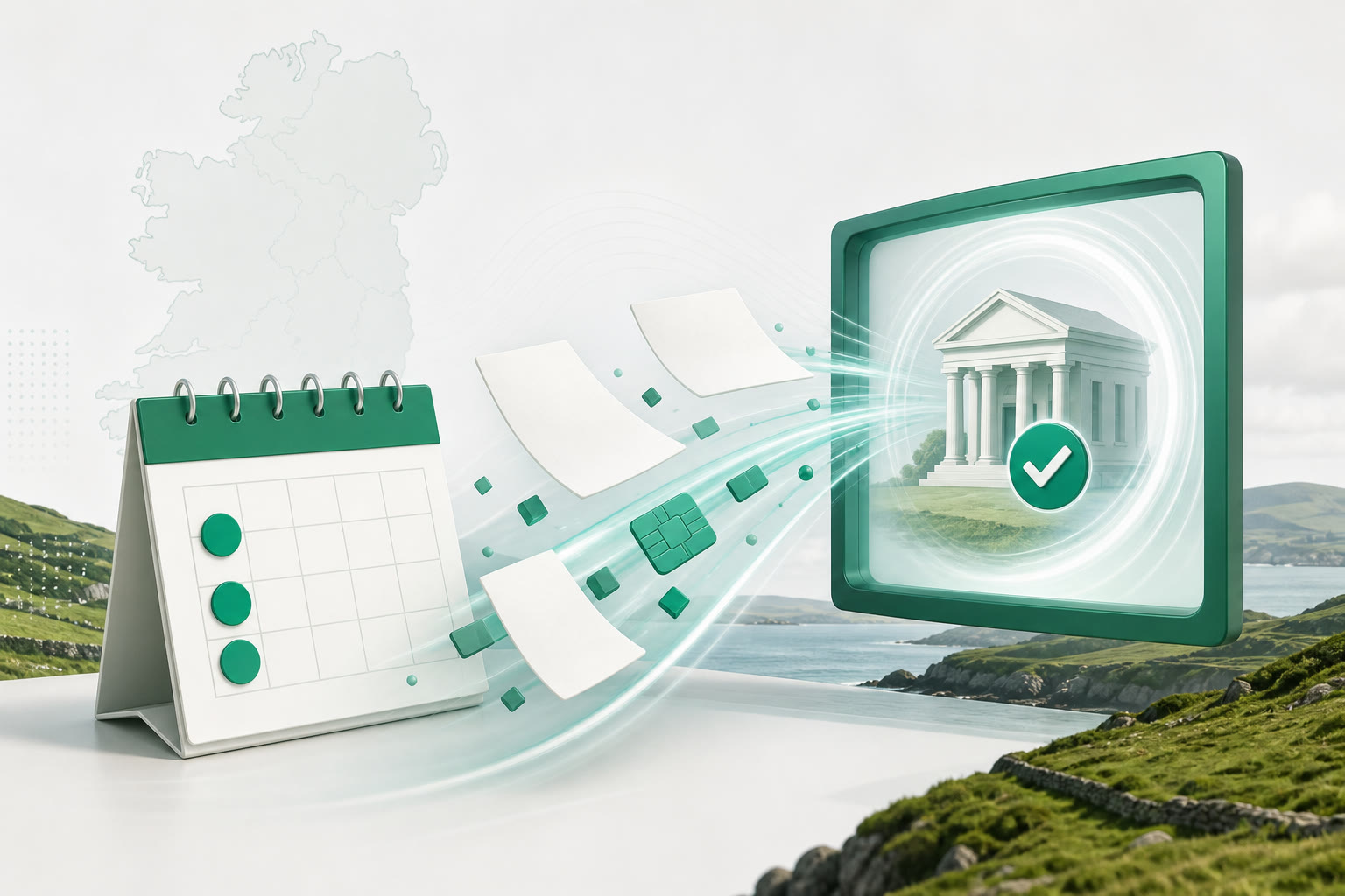 Cover illustration for "Ireland September 2026 Tax Deadlines: PAYE, Bi-Monthly VAT, CT1 and RCT for SMEs" — Compliance article on FinnAccountings