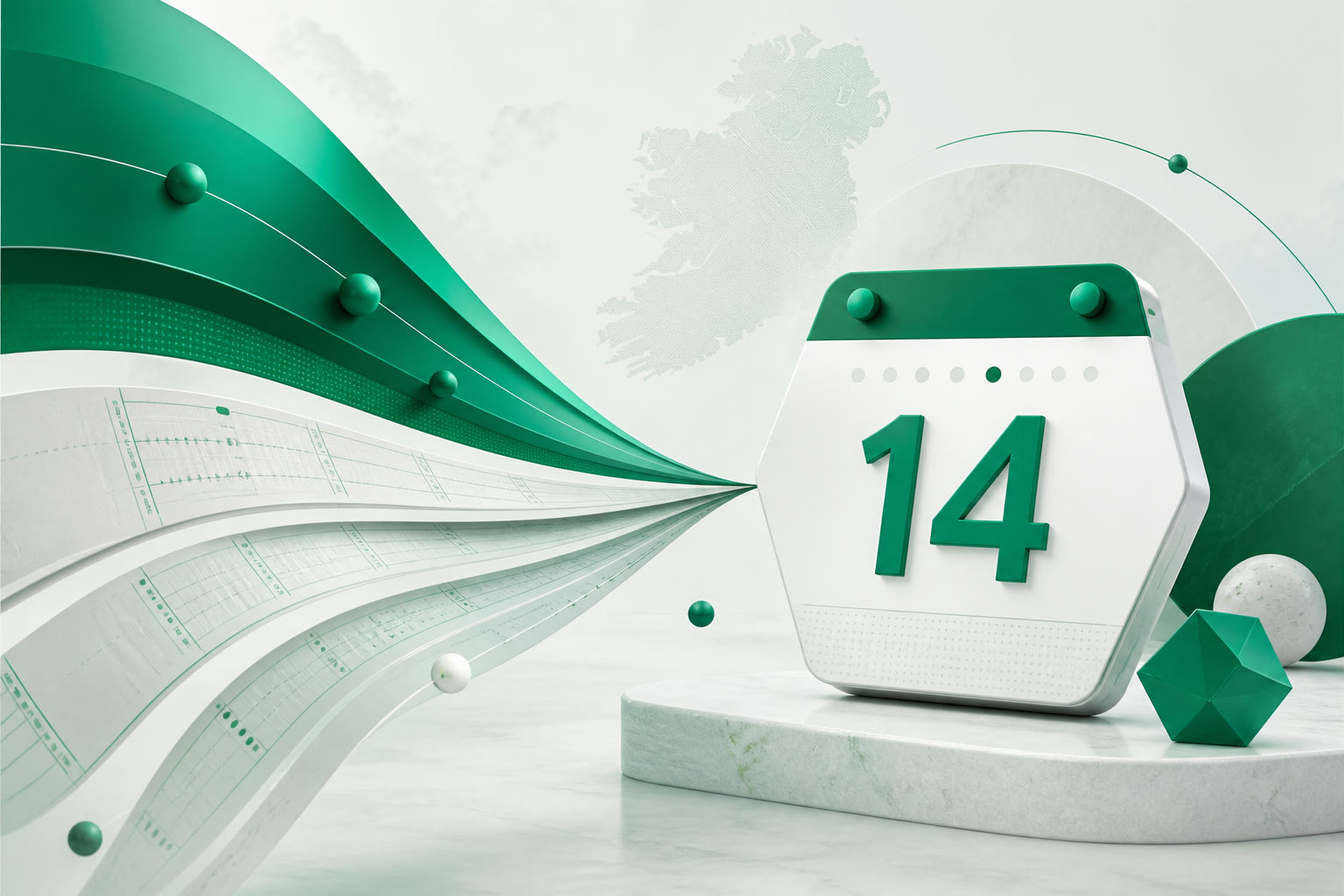 Cover illustration for "Fourteen Days to 14 September: Ireland August PAYE Return" — Payroll article on FinnAccountings
