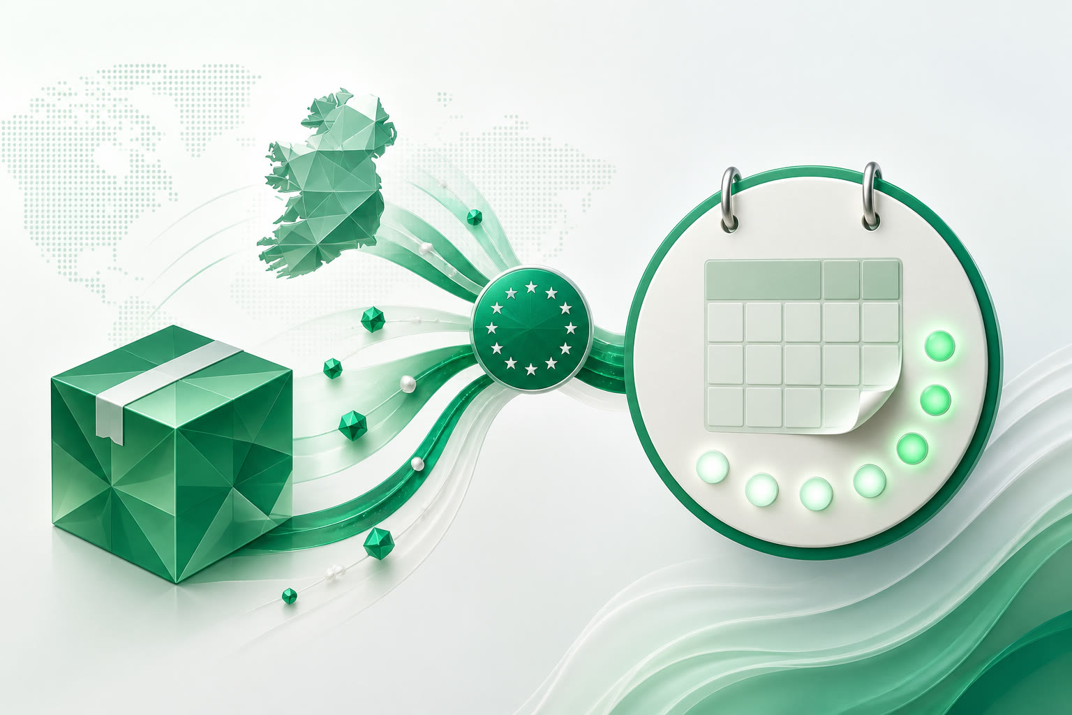 Cover illustration for "Eight Days to 31 August: Ireland VAT IOSS July Return" — VAT article on FinnAccountings