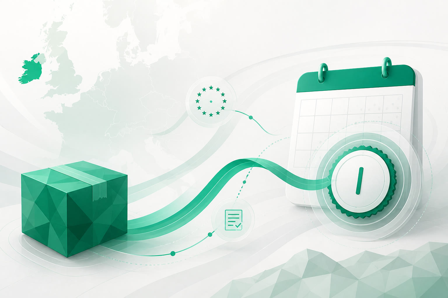 Cover illustration for "One Day to 31 August: Ireland VAT IOSS July Return" — VAT article on FinnAccountings