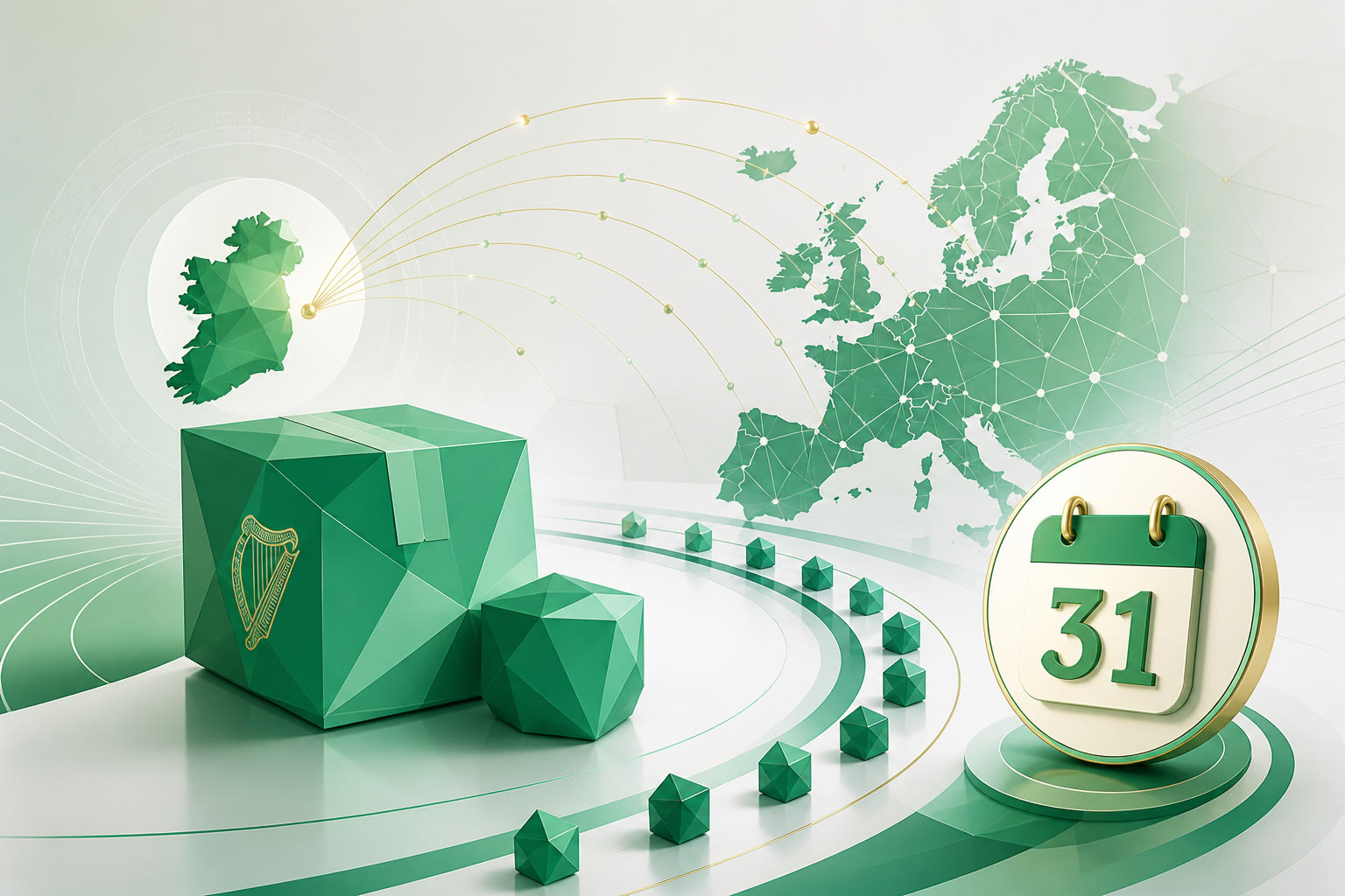 Cover illustration for "Twelve Days to 31 August: Ireland VAT IOSS July Return" — VAT article on FinnAccountings