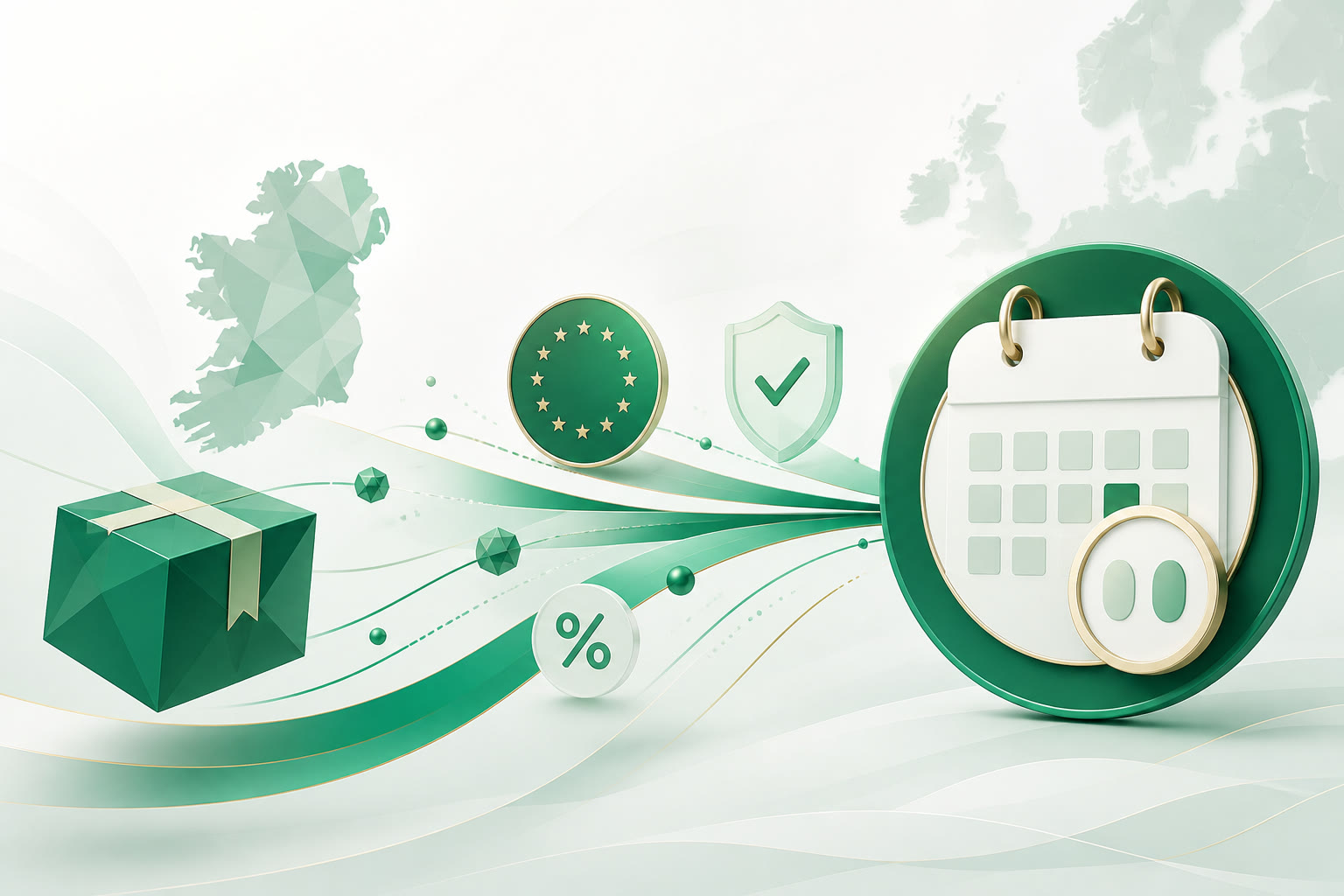 Cover illustration for "Two Days to 31 August: Ireland VAT IOSS July Return" — VAT article on FinnAccountings