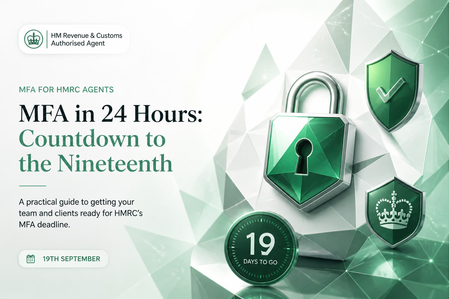 Cover illustration for "HMRC Agent MFA: Early Activation on 19 August 2026" — Compliance article on FinnAccountings