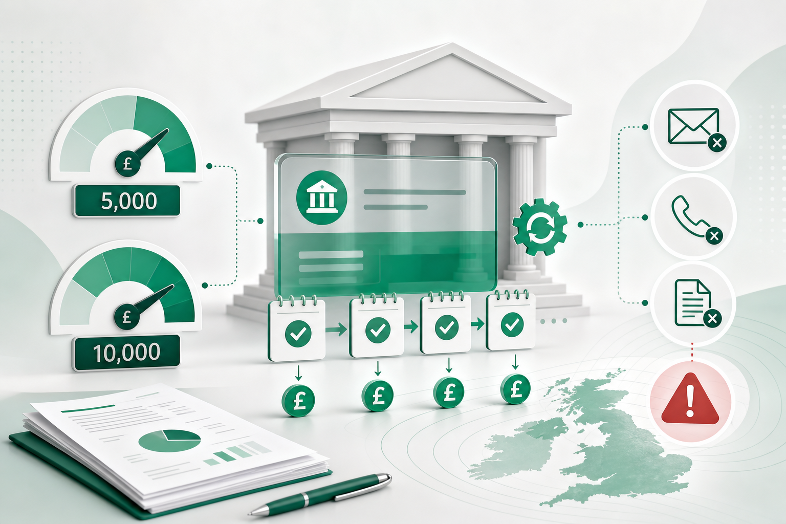 Cover illustration for "HMRC Proposes Automated Bank Deductions for Lower-Value Tax Debts Up to £10,000" — Compliance article on FinnAccountings
