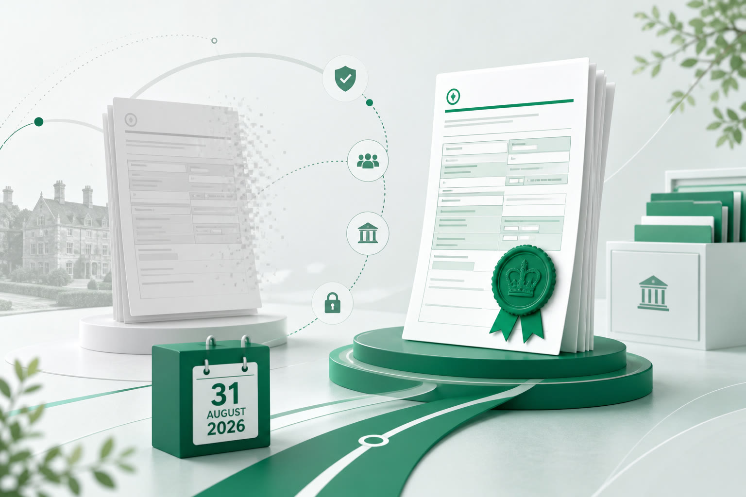 Cover illustration for "HMRC Stops Accepting Old IHT100 Forms After 31 August 2026" — Compliance article on FinnAccountings